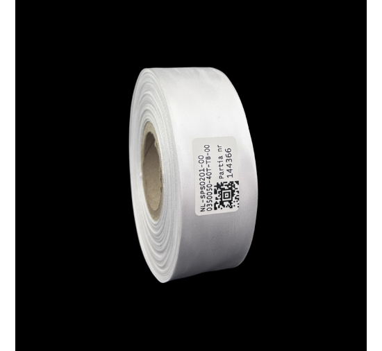 Doppelseitiges weißes PREMIUM-Satinband 35mm x 50mb