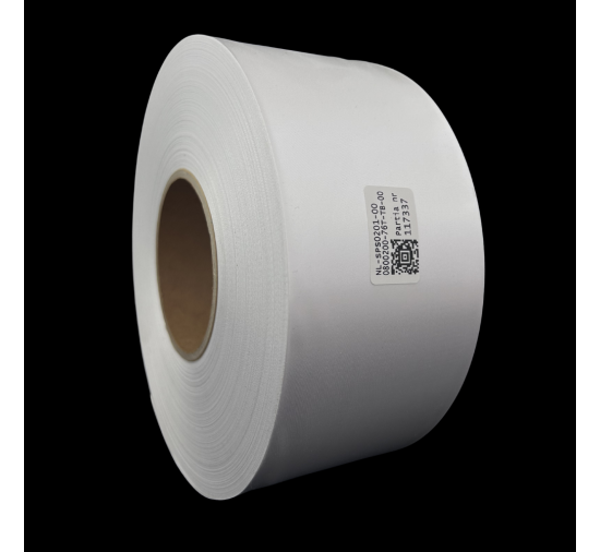 Doppelseitiges weißes PREMIUM-Satinband 80mm x 200m