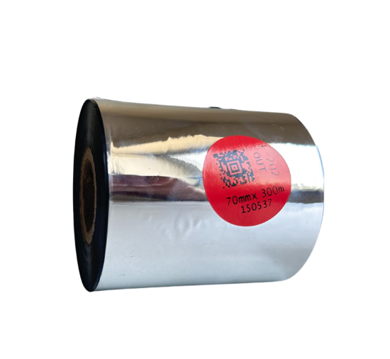 E-202 Premium Wachs-Harz Thermotransferband für Baumwolle 70mm x 300m OUT