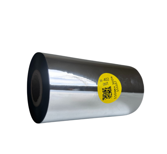 H-402 Harz-Thermotransferband für Folienetiketten 110mm x 300m OUT