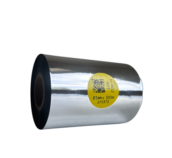 H-402 Harz-Thermotransferband für Folienetiketten 85mm x 300m OUT H-402 Harz-Thermotransferband für Folienetiketten 85mm x 300m OUT